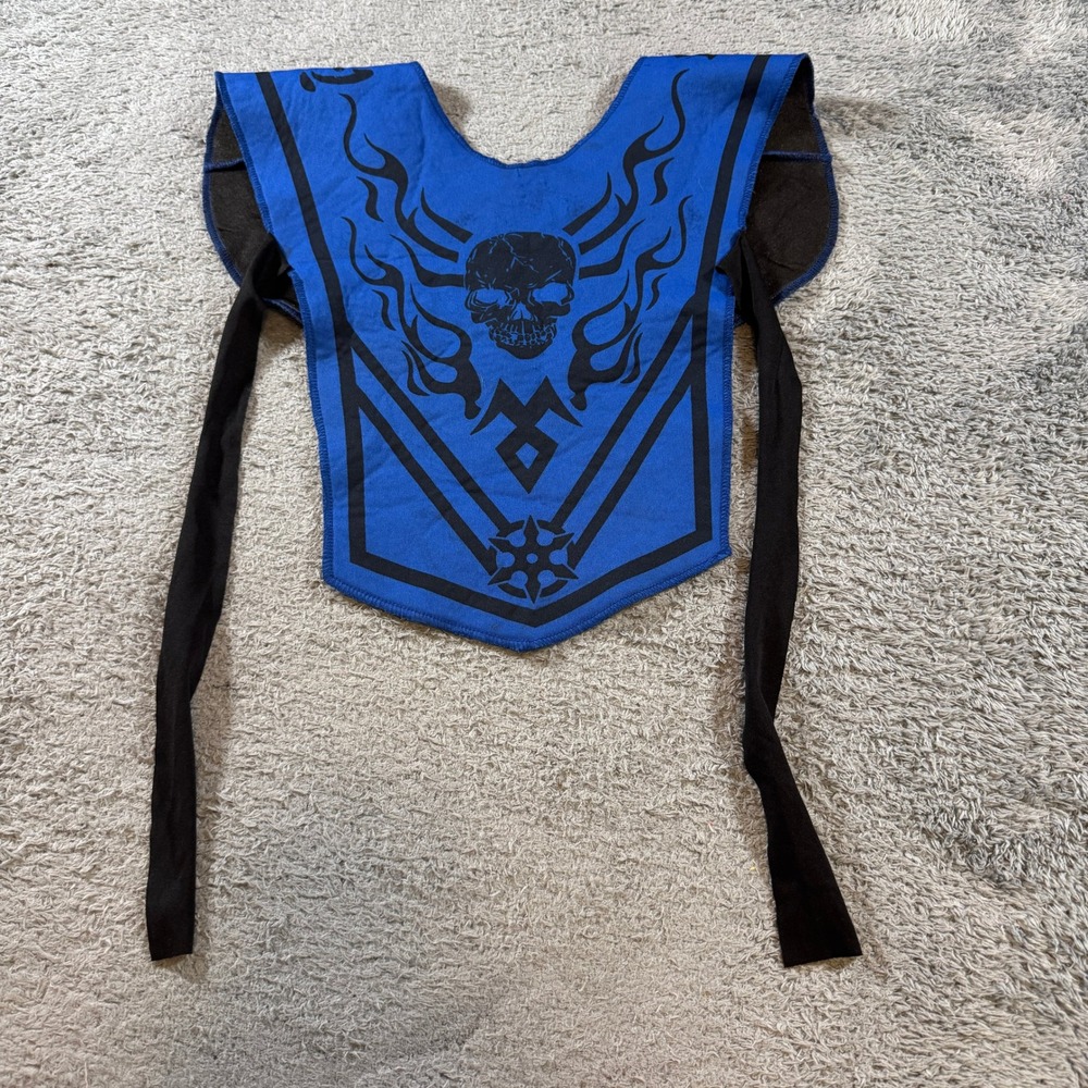 Unisex Ninja Tabard Cosplay Vest One Size Blue Black Skull Flame Graphic